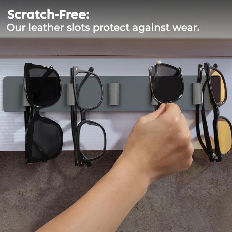 Spaceneat Sunglass Holder for Wall - Keep Your Eyewear Safe & Secure - Eyeglass Organizer for Multiple Glasses Display, Hanging Sunglasses Storage Stand, Reading Glasses Holder Rack - Gray, 5 Slot - Image 4